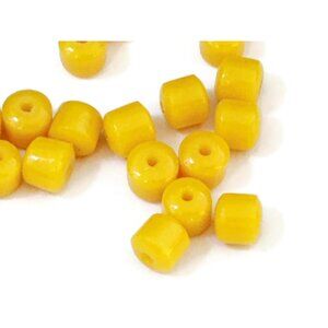 Vintage Pineapple Yellow Pre War German Barrel Beads